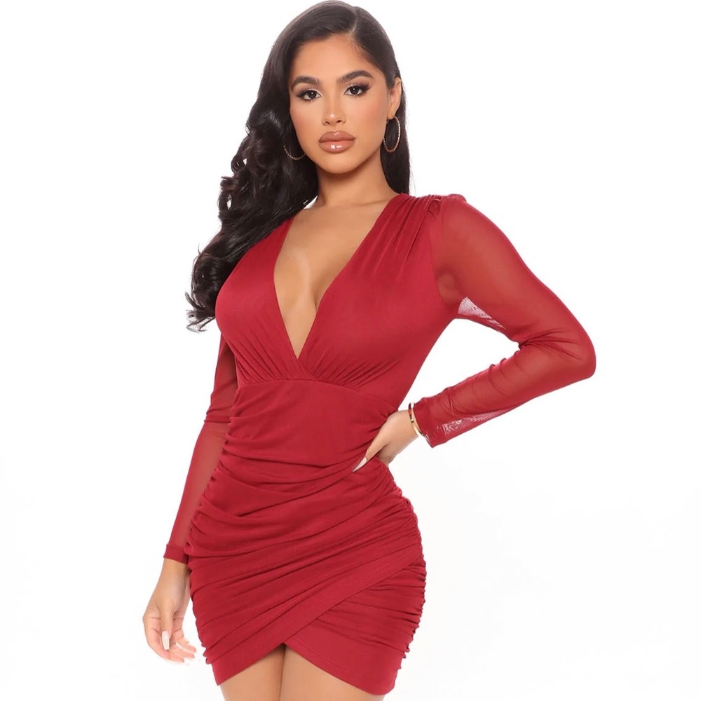 Sheer Goes Nothing Mini Dress - Wine